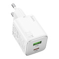 Сетевое зарядное устройство, 1 PD 20W + 1 USB 3.0 QC (N41), HOCO, белый