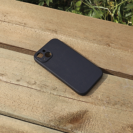 Чехол силиконовый для iPhone 14 (6.1), экокожа, DU DU, черный
