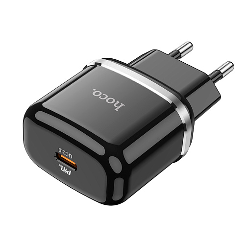 Сетевое зарядное устройство, 1 PD 20W + 1 USB 3.0 QC (N24), HOCO, черный