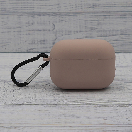 Чехол силиконовый для Airpods Pro/Pro 2, X-CASE, бледно-розовый с карабином