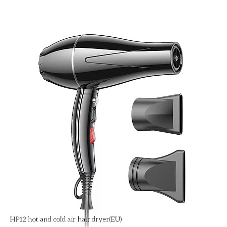 Фен для волос, HP12, HOCO, 1450Вт, 2 насадки, черный
