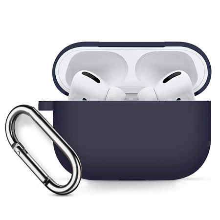 Чехол силиконовый для Airpods Pro/Pro 2, X-CASE, темно-фиолетовый с карабином