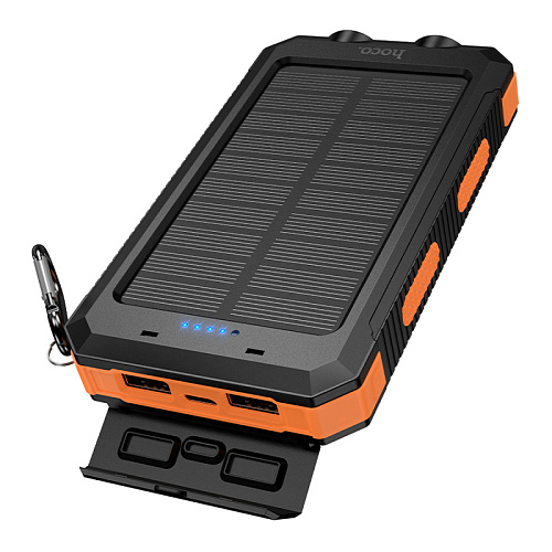 Универсальный Доп. Аккумулятор 8000mAh, J164, HOCO, 2USB (5V/2A) c фонариком, черный