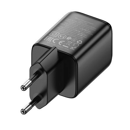 Сетевое зарядное устройство, 1 USB 3.0 QC+1 PD 20W (N52), HOCO, черный