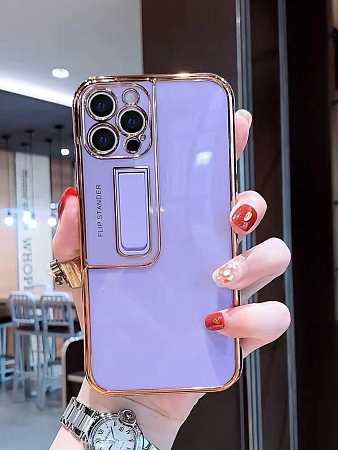 Чехол силиконовый для iPhone 13 Pro Max (6.7), глянцевый с подставкой, X-CASE, сиреневый