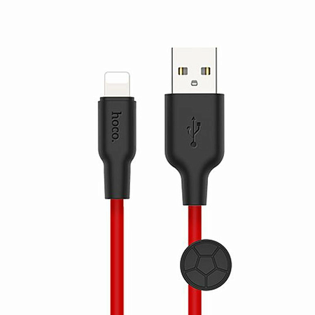 USB дата кабель Lightning, HOCO, X21 Plus, 0.25м, силиконовый, черно-красный