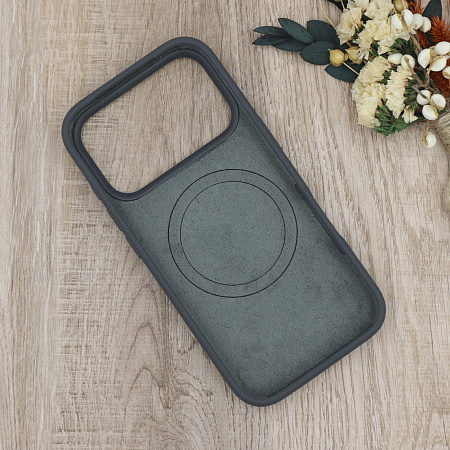 Чехол-накладка для iPhone 17 Pro Max, Silicon Case, магнитный (MagSafe), с дизайном, без лого, X-CASE, угольно-серый