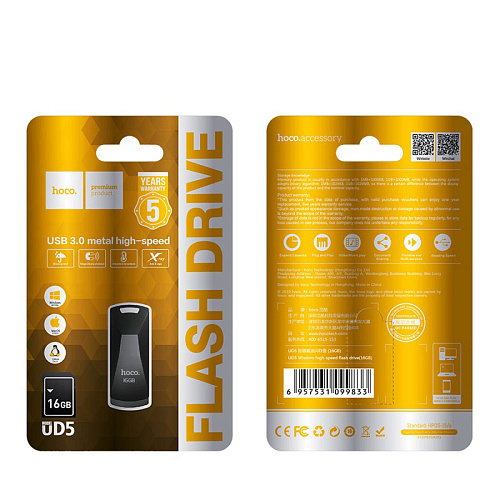 USB Flash Drive 16GB (UD5)  Cкорость записи 15-80MB/S, Cкорость чтения 20-90MB/S