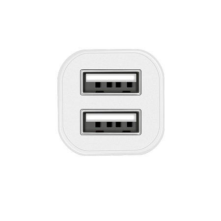 Автомобильное зарядное устройство, 2 USB 2.4A (Z12), белый