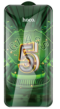 Защитное стекло для iPhone 14 Pro, G12, HOCO, Full screen HD 5D large arc tempered glass, черное