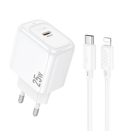 Сетевое зарядное устройство, 1 PD 25W (CS53A), HOCO, Type-C to Lightning, белый