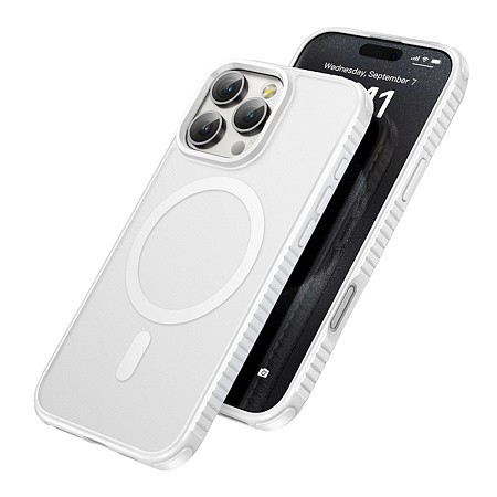 Чехол для iPhone 16 Pro, противоударный, Магнитный (MagSafe), HOCO, anti-shock, белый