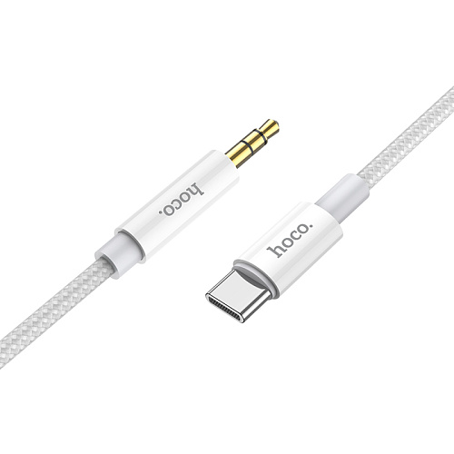 AUX Audio кабель 3,5 мм на Type-C, UPA19, HOCO, серебряный