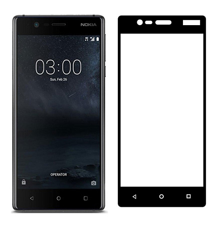 Защитное стекло на Nokia 3, Silk Screen 2.5D, черный, X-CASE
