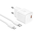 Сетевое зарядное устройство, 1 PD 35W (N66), HOCO, Type-C to Lightning, белый