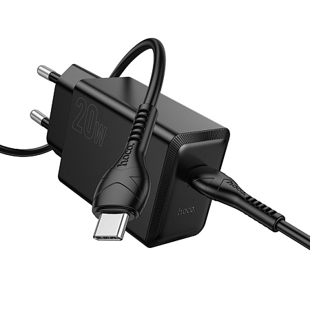 Сетевое зарядное устройство, 1 PD 20W (N68), HOCO, Type-C to Type-C, черный