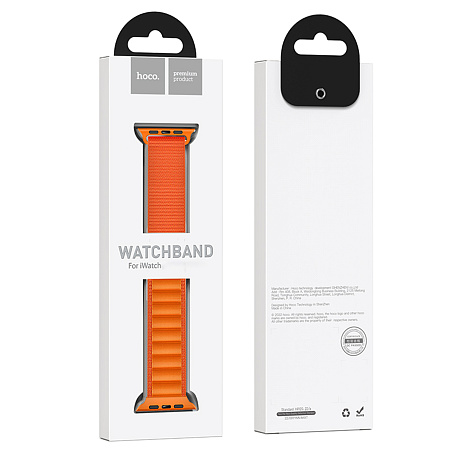 Ремешок на руку для Apple Watch 44/45/46/49 мм, HOCO, WA20, нейлоновый, оранжевый