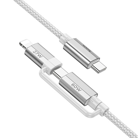 USB дата кабель 2 в 1, Lightning to Type-C или Type-C to Type-C, U134, HOCO, серый