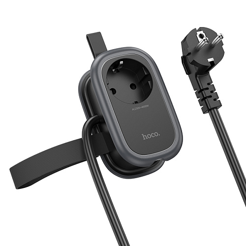 Сетевой фильтр на 1 розетка+2 USB+1 PD, 1.1м, NS7, HOCO, черный
