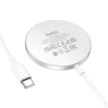 Беспроводное зарядное устройство, CW47, Type-C, HOCO, 15W Magnetic, серебряный