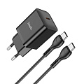Сетевое зарядное устройство, 1 PD 20W (N27), HOCO, Type-C to Type-C, черный