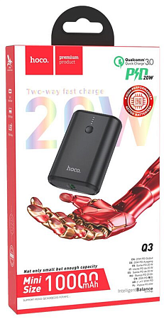 Универсальный Доп. Аккумулятор 10000mAh, Q3, HOCO, 1 PD 20W, черный