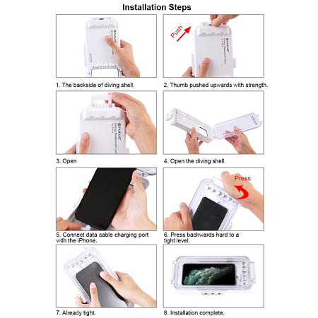 Чехол для дайвинга для IPhone с 6 до 14 серии, IOS 13 версии и выше, 45 м погружение, PULUZ
