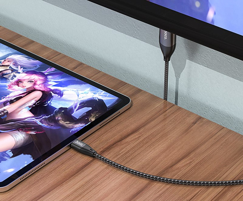 HDMI кабель на Type-C, UA16, HOCO, 2м, metal gray