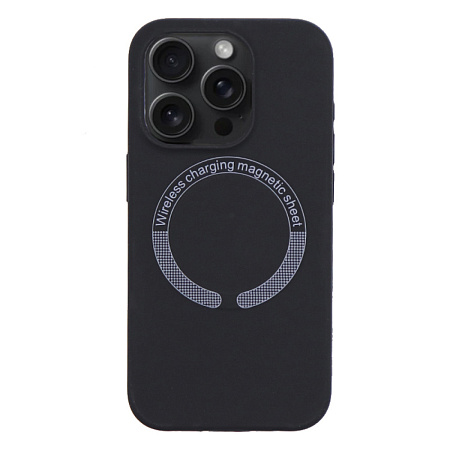 Чехол-накладка для iPhone 15 Pro, Silicon Case, магнитный (MagSafe), без лого, X-CASE, черный