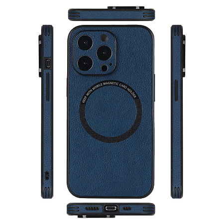 Чехол силиконовый для iPhone 14 Pro Max (6.7), Магнитный (MagSafe), экокожа, DU DU, синий