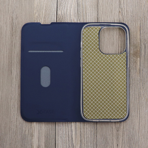 Чехол-книжка для iPhone 15 Pro, X-CASE, боковой, синий