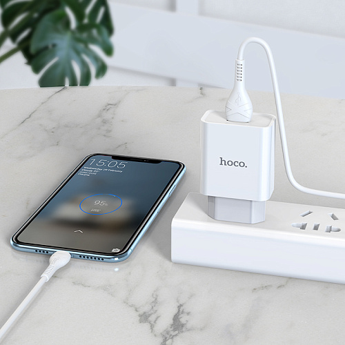 Сетевое зарядное устройство, 1 USB 2.1A (C81A), HOCO, Micro, белый