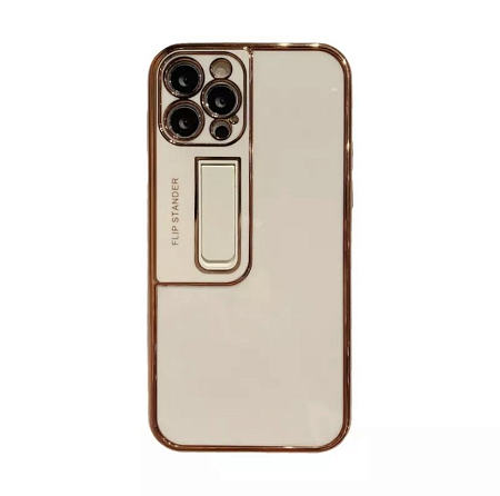 Чехол силиконовый для iPhone 13 Pro (6.1), глянцевый с подставкой, X-CASE, белый