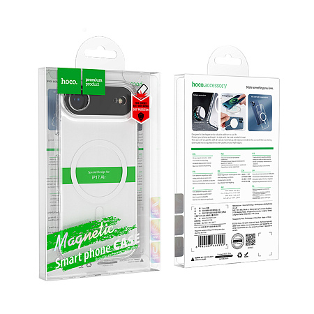 Чехол силиконовый для iPhone 17 Air, Магнитный (MagSafe), HOCO, прозрачный