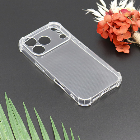 Чехол силиконовый для iPhone 17 Pro, усиленные края, с защитой камеры, X-CASE, прозрачный