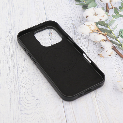 Чехол-накладка для iPhone 16 Pro Max, экокожа, магнитный (MagSafe), без лого, X-CASE, черный