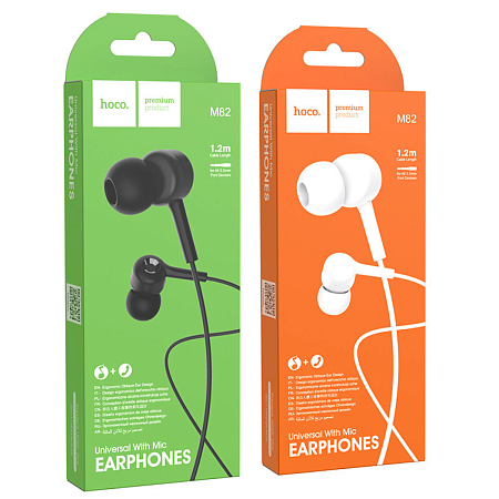 Проводные наушники M82, La musique universal earphones, HOCO, вакуумные с микрофоном, белые