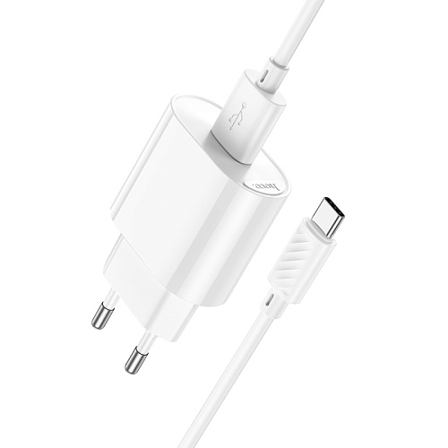 Сетевое зарядное устройство, 1 USB 10.5W (C109A), HOCO, Type-C, белый