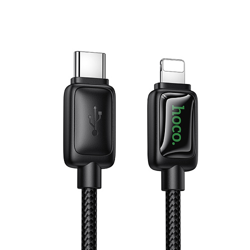 Кабель Lightning to Type-C (PD), HOCO, U146, 1.2 метра, 30W, с дисплеем, цвет черный