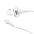 Автомобильное зарядное устройство, 2 USB 3.4A 18W QC3.0 (Z31), usb cable Lightning, HOCO, белый