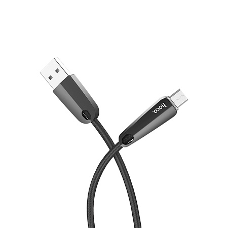 USB Кабель Micro, HOCO, U35, автоматическое отключение после 100% заряда, черный
