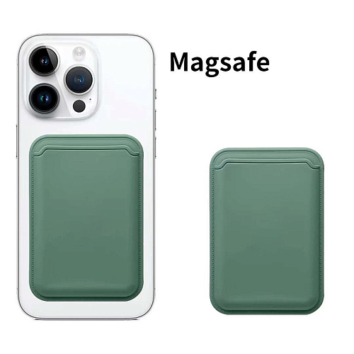 Чехол для карт (MagSafe), без лого, силиконовый, X-CASE, зеленый лес