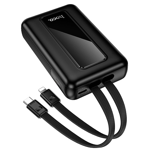Универсальный Доп. Аккумулятор 10000mAh, J162, HOCO, выход: 1 USB (22.5) 1 PD (20W) кабель: Type-C, Lightning, черный