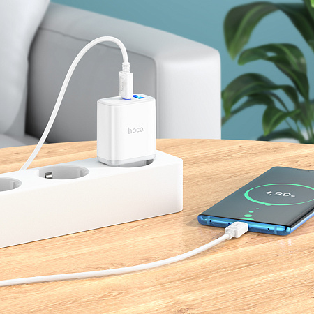 Сетевое зарядное устройство, 1 PD 20W + 1 USB 3.0 QC (C105A), HOCO, белый