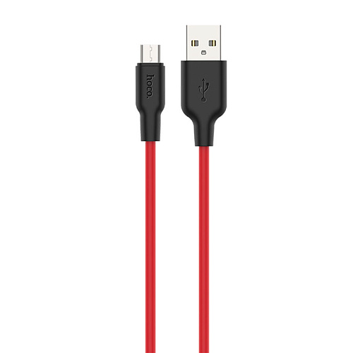USB Кабель Micro, HOCO, X21 Plus, силиконовый, черно-красный