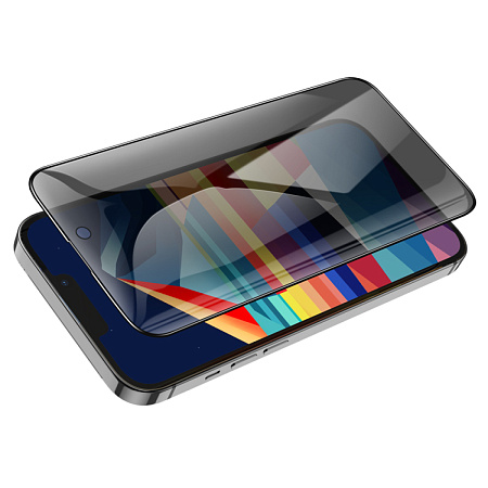 Защитное стекло для iPhone 15/16, A12 Pro, HOCO, 3D full screen HD tempered glass, черное