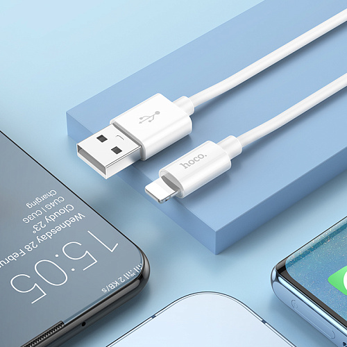 USB дата кабель Lightning, HOCO, X87, 1M, силиконовый, белый