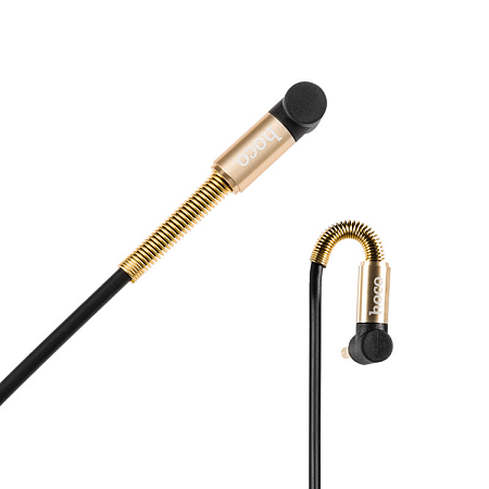 AUX Audio кабель 3,5 мм, UPA02, HOCO, черный, угловой