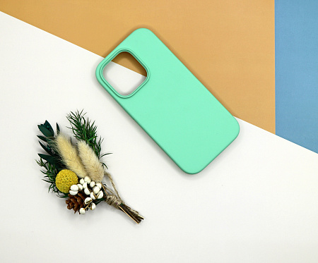 Чехол - накладка для iPhone 13 Pro, Silicon Case, без лого, мятный