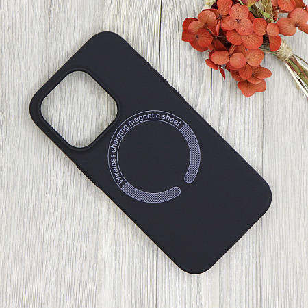 Чехол-накладка для iPhone 15 Pro Max, Silicon Case, магнитный (MagSafe), без лого, X-CASE, черный